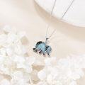wholesale 925 Sterling Silver Natural Druzy Agate Elephant Shape Pendant Necklace for Women Girls  36cm Chain Length-0-3
