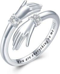 wholesale 925 Sterling Silver Adjustable Give Me a Hug Inspirational Ring Gift for Mom Daughter Friends-You are everything to me