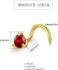 wholesale 14K Gold Diamond Nose Stud 20G Hypoallergenic Corkscrew Piercing Jewelry-0-1