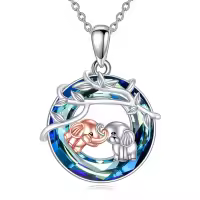 wholesale 925 Sterling Silver Blue Crystal Elephant Pendant Necklace-Elephant Necklace