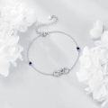 wholesale 925 Sterling Silver Blue Sapphire Infinity Love Charm Bracelet for Women Girls  6-8 Adjustable Length-0-4