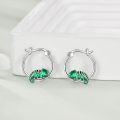 wholesale 925 Sterling Silver Chameleon Hoop Earrings - Green Enamel Charm Gift for Her-0-3