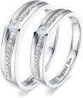 wholesale TOUPOP Moissanite Personalized Engagement Ring Sets For Him And Her 10k/14k/18k/925 Sterling Silver Moissanite Wedding Couple Rings Band Set Anniversary Valentine's Day Christmas Gifts For Women Wife Her -0-0