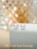 wholesale Gold 8mm Pearl Round Stud Earrings for Women - Valentines Day Gift-0-5