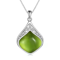 wholesale 925 Sterling Silver Moonstone Lapis Larimar Moss Agate Teardrop Filigree Pendant-Olivine teardrop necklace