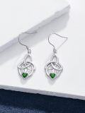 wholesale 925 Sterling Silver Birthstone Irish Celtic Claddagh Love Heart Drop Dangle Earrings-0-3