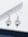wholesale 925 Sterling Silver Birthstone Irish Celtic Claddagh Love Heart Drop Dangle Earrings-0-3