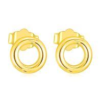 wholesale 14k Gold Polished Open Circle Stud Earrings For Women-Gold Fretwork Circle Stud 14K Gold