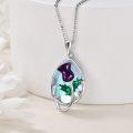 wholesale 925 Sterling Silver Purple Thistle Flower Pendant Necklaces for Women Girls s 43cm Chain Length-0-2