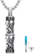 wholesale 925 Sterling Silver Eagle & Roman Numeral Cylinder Pendant with Funnel and Screwdriver Set - Memorial Keepsake Urn Necklace for Ashes-0-0