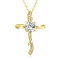wholesale 14K Gold Cubic Zirconia Cross Pendant Necklaces with Chain - Religious Gifts for Her (Mom/Wife/GF)-0-0