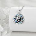 wholesale 925 Sterling Silver Blue Moonstone Lotus Pendant Necklaces Yoga Jewelry for Women-0-4