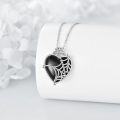 wholesale 925 Sterling Silver Black Onyx Spider Web Witch Heart Pendant Necklace Gothic Jewelry-0-2