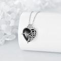 wholesale 925 Sterling Silver Black Onyx Spider Web Witch Heart Pendant Necklace Gothic Jewelry-0-2