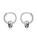 wholesale 925 Sterling Silver Skull Rose Hoop Earrings Oxidized Silver Gothic Punk Jewelry-0-0