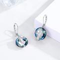wholesale 925 Sterling Silver Horse Head Drop Earrings Wholesale With Blue Crystal-0-1