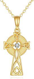 wholesale 14K Gold Celtic Knot Diamond Cross Pendant Necklace for Women - Dainty Solid Religious-0-0