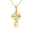 wholesale 14K Gold Celtic Knot Diamond Cross Pendant Necklace for Women - Dainty Solid Religious-0-0