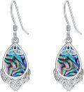 wholesale 925 Sterling Silver Teardrop Abalone Shell Celtic Knot Drop Earrings for Women-0-0