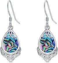 wholesale 925 Sterling Silver Teardrop Abalone Shell Celtic Knot Drop Earrings for Women-Teardrop Celtic