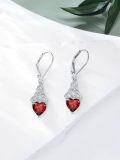 wholesale 925 Sterling Silver Heart Birthstone Celtic Knot Dangle Leverback Earrings-0-3