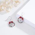 wholesale 925 Sterling Silver Metal Christmas Wreath Bow Reindeer Drop Earrings for Women-0-1