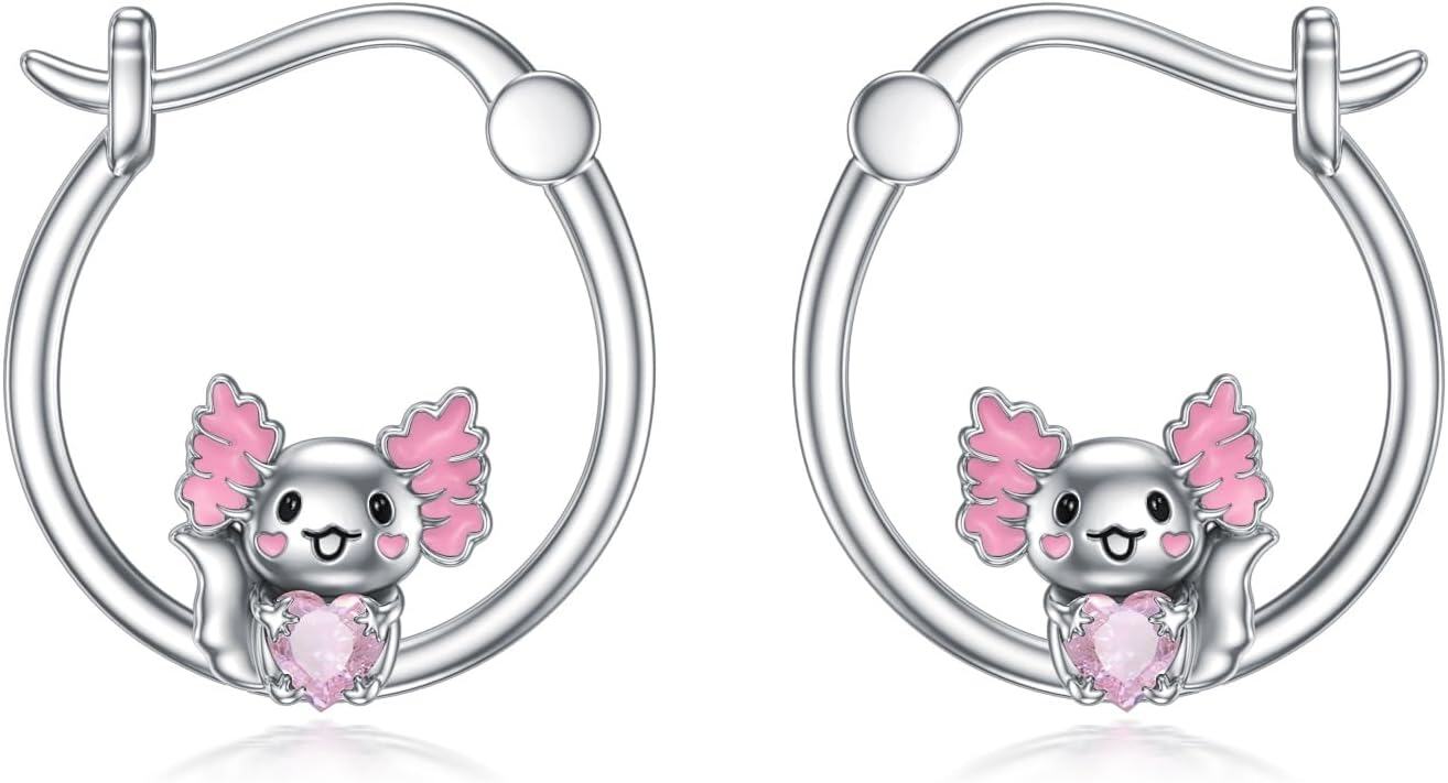 wholesale 925 Sterling Silver Koala Pink Heart Hoop Earrings for Women - Animal Lover Gifts-0-0