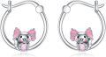 wholesale 925 Sterling Silver Koala Pink Heart Hoop Earrings for Women - Animal Lover Gifts-0-0