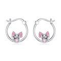 wholesale 925 Sterling Silver Koala Pink Heart Hoop Earrings for Women - Animal Lover Gifts-0-0