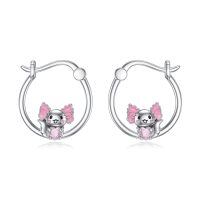 wholesale 925 Sterling Silver Koala Pink Heart Hoop Earrings for Women - Animal Lover Gifts-Axolotl