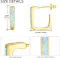 wholesale 925 Sterling Silver Gold Plated Opal Square Hoop Stud Earrings for Women and Teen Girls-0-2