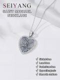 wholesale 925 Sterling Silver Heart Saint Necklace with Angel Amulet Medal Jewelry for Women (with Gift)-0-3