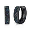 wholesale 925 Sterling Silver Black Gold Plated Iridescent Abalone Shell Inlay Hoop Earrings-0-0