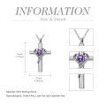 TOUPOP Sterling Silver Birthstone Cross Urn Necklace For Ashes Memorial Keepsake-0-5