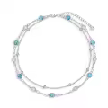 TOUPOP 925 Sterling Silver Natural Stone Layered Anklet Women's Jewelry Gift-0-0
