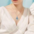 wholesale 925 Sterling Silver Blue Seal with Turquoise Stone Pendant Necklace-0-3