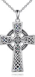 wholesale 925 Sterling Silver 925 Celtic Knot Cross Pendant with Blue Stones and Chain for Women -0-0