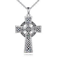 wholesale 925 Silver Celtic Cross Pendant Necklace With Abalone Shell Inlay-Celtic Cross Ⅲ