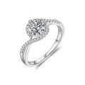 TOUPOP Sterling Silver D Color Vvs1 Moissanite Halo Engagement Ring Wedding Band-0-0