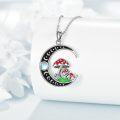 wholesale 925 Sterling Silver Mushroom and Crescent Moon Pendant Necklace for Women Girls-0-2