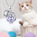 wholesale 925 Sterling Silver Cat Mom Baby Sleeping With Yellow Crystal Pendant Necklace-0-50