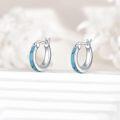 wholesale 925 Sterling Silver Turquoise Inlay Round Huggie Hoop Earrings for Women-0-3