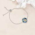 wholesale S925 Sterling Silver Blue Crystal Sisters Bracelet, Adjustable 6.5-8.5 Friendship Gift for Women-0-4