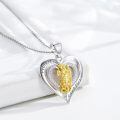 wholesale 925 Sterling Silver Saint Michael Archangel Heart Pendant Necklace Two Tone Platinum Plated-0-1