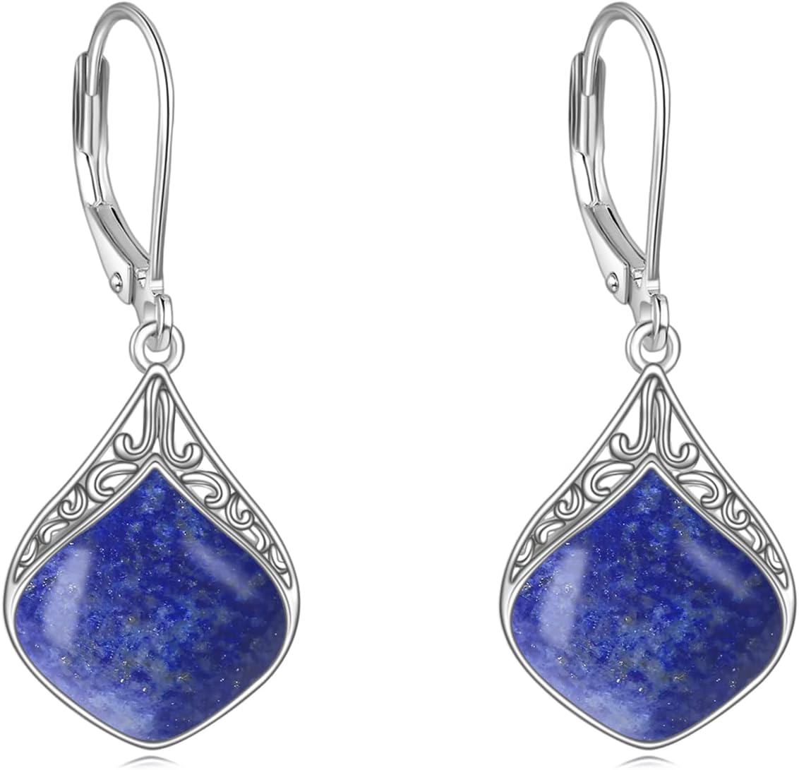 Sterling Silver Celtic Teardrop Filigree Earrings Jewelry Gifts for Women-Lapis lazuli teardrop earrings