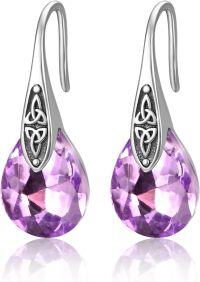 wholesale 925 Sterling Silver Birthstone Celtic Knot Dangle Earrings Women s Jewelry Gift-06 Jun