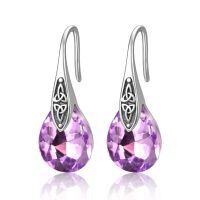 wholesale 925 Sterling Silver Teardrop Earrings Wholesale With Blue Crystals-06 Jun