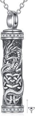 wholesale TOUPOP Dragon Urn Necklaces For Ashes, Cylinder Bar Urn Necklace 925 Sterling Silver Celtic Dragon Keepsake Necklace For Ashes Memorial Cremation Jewelry For Ashes Gifts For Women Men -0-0