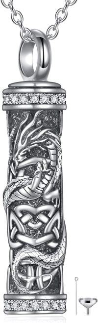 wholesale TOUPOP Dragon Urn Necklaces For Ashes, Cylinder Bar Urn Necklace 925 Sterling Silver Celtic Dragon Keepsake Necklace For Ashes Memorial Cremation Jewelry For Ashes Gifts For Women Men -undefined