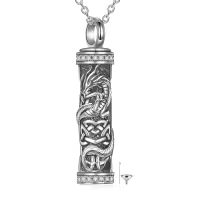 TOUPOP Sterling Silver & Stone Dragon Urn Necklace for Ashes Memorial Jewelry-undefined